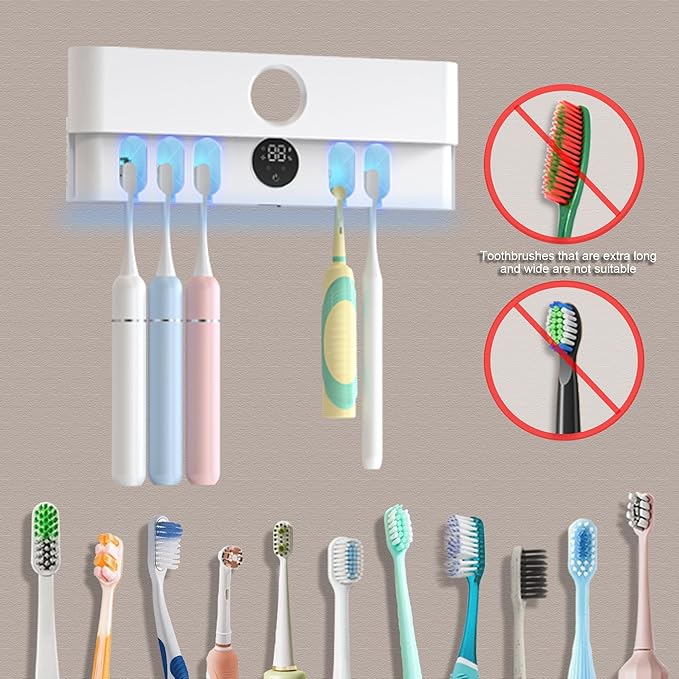 Electric Toothbrush Holder and Cleaner Auto Cleaning and Drying Toothbrushs in Circle Wall Mounted for Bathroom Accessory Auto Open/Close Cover Rechargeable Home Gadgets-Ruum Studio Home