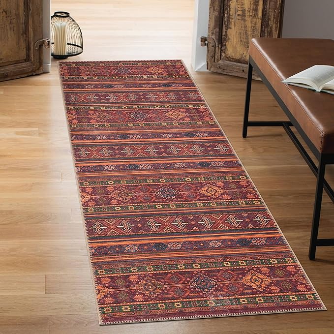 Keen Home Design 2x12 Rug - Machine Washable Runner Rug with Non-Slip Backing, Ideal for Hallway, Entryway, Kitchen, Laundry Room - Vintage, Easy Clean, Durable, Low Pile - (2'6" x 12')-Ruum Studio Home