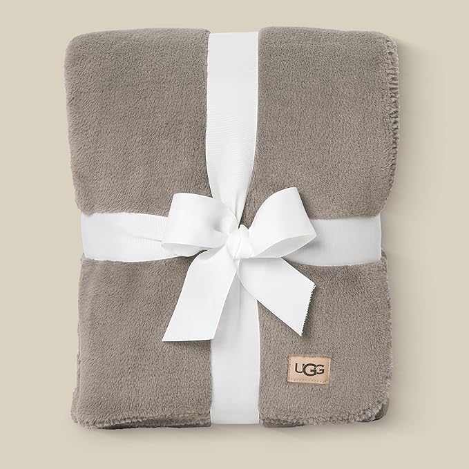 UGG Whitecap Plush Throw Blanket Fleece Lightweight Soft Throw for Couch or Bed Luxury Home Decor for Living Room Washable Hypoallergenic Blankets for Dorm Decor, 50-inch x 70-inch, Light Grey Seal-Ruum Studio Home