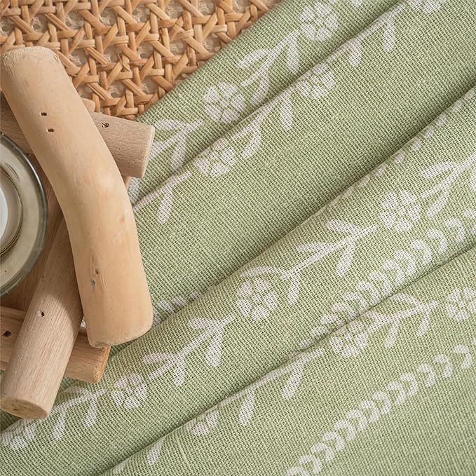 Sutuo Home Green Boho Curtains 84 Inches Long for Bedroom Living Room Dining Room, Bohemian Stripe Floral Vintage Tassels Window Treatment Drape for Easter Decor Rod Pocket, 1 Panel 59" W x 84" L-Ruum Studio Home