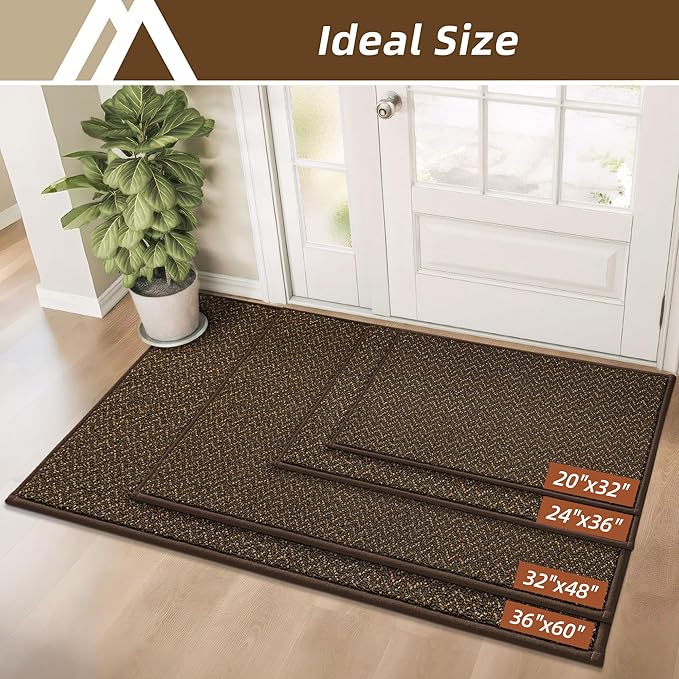 COSY HOMEER-Door-Mat 24"x36" Non Slip Absorbent Entryway Rugs Dirt Trapper Doormats Washable Entrance Mats Low Pile Welcome Floor Mat for Front Back Door and Entry Mats,Brown-Ruum Studio Home