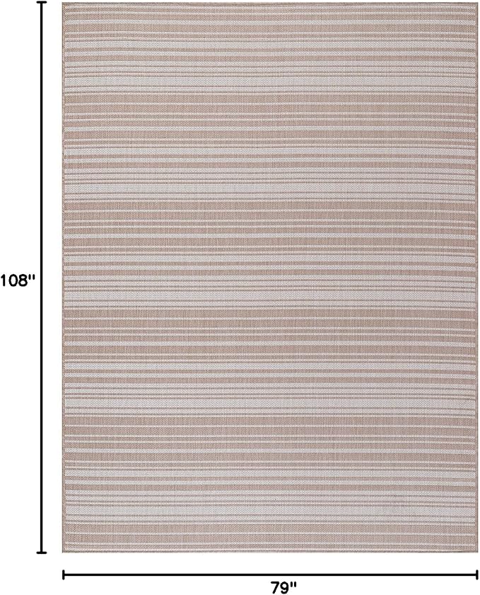 Stripe Outdoor Rug 6x9 Washable Outside Carpet for Indoor Patio Porch Waterproof Easy Cleaning Non Shedding Area Rugs Beige 6 x 9-Ruum Studio Home
