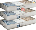 Under Bed Storage Containers with Window, Closet Organizers and Storage Bags, Foldable Underbed Storage Bags for Blankets, Clothing, Comforter, Linen Sheets, Wrapping Paper, 3 Pack, Grey-Ruum Studio Home