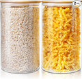 Extra Large Glass Flour and Sugar Storage Containers with Airtight Lids,132 floz x2 [Set of 2] Big Glass Jars with Bamboo Lids, Air Tight Food Storage Jars for Cereal, Pasta, Rice, Coffee-Ruum Studio Home