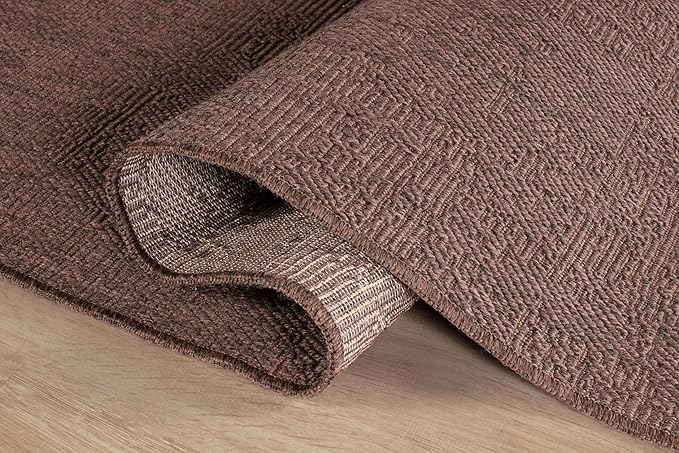 CAMILSON Easy Jute Rug 4x6, Indoor Outdoor Brown Color Fiber Area Rugs for Living Room Patio and Kitchen Rug, Solid Boho Woven Design, Easy-Cleaning, Washable Outside Carpet Alfombras (4 x 6)-Ruum Studio Home