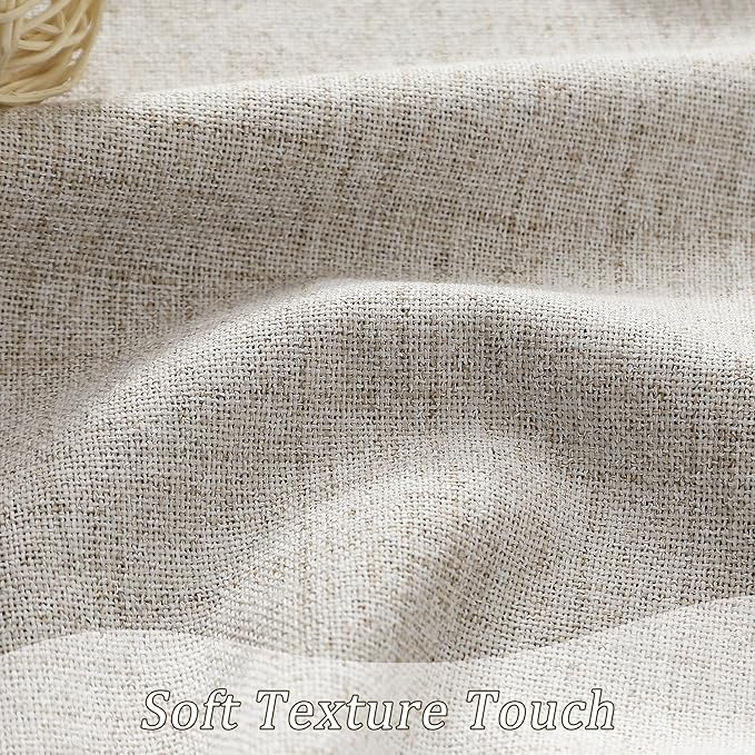 RAIN CITY Linen Beige Blackout Door Curtains for Doorway 2 Panels Set,Back Tab Rod Pocket Curtains 80 Inches Long, Linen Burlap Textured Room Darkening Curtains for Bedroom Nursery 2 Panels 50x80-Ruum Studio Home