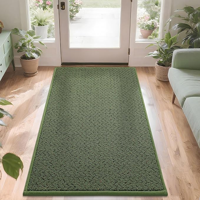 COSY HOMEER-Door-Mat 36"x60" Non Slip Absorbent Entryway Rugs Dirt Trapper Doormats Washable Entrance Mats Low Pile Welcome Floor Mat for Front Back Door and Entry Mats,Green-Ruum Studio Home