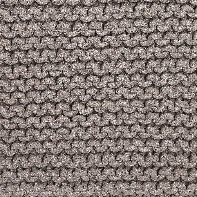 REDEARTH Cube Hand Knitted Pouf - Foot Stool Ottoman - Cord Boho Pouffe - Poof Accent Stuffed Table or Footrest for Living Room - Nursery - Bedroom - Patio - 100% Cotton (16" x 16" x 16") - Taupe-Ruum Studio Home