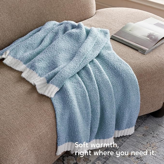Joiedomi Throw Blanket for Couch Bed Sofa, Blue Knitted Blankets Gifts for Women Mom Girls, Cozy Cute Soft Throw Home Room Decor Aesthetic for Women Mothers Birthday Gifts 50x60 Inches-Ruum Studio Home