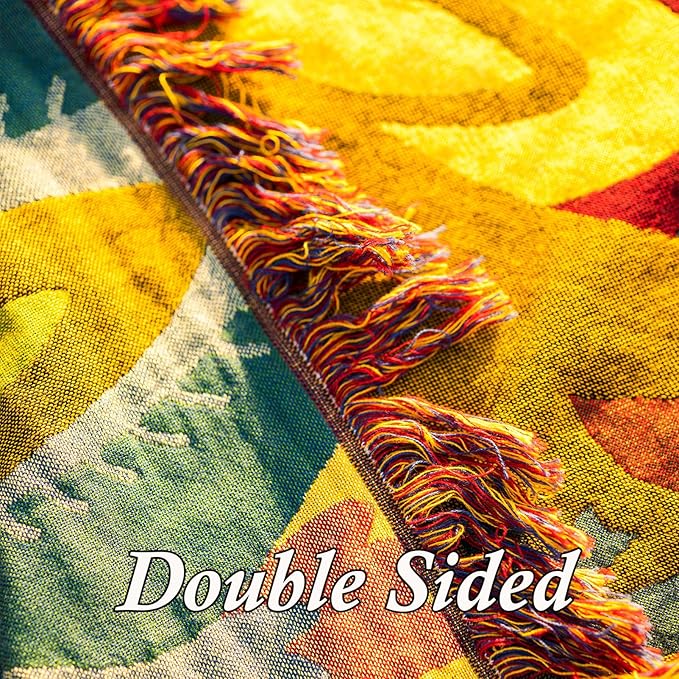 Snycler Boho Throw Blanket for Bed, 100% Organic Cotton Muslin Soft Throw-Yellow Boho Floral Farmhouse Rustic Spring Summer Fall Decor Blanket for Couch Sofa Quilt and Gift, 80" x 90"-Ruum Studio Home