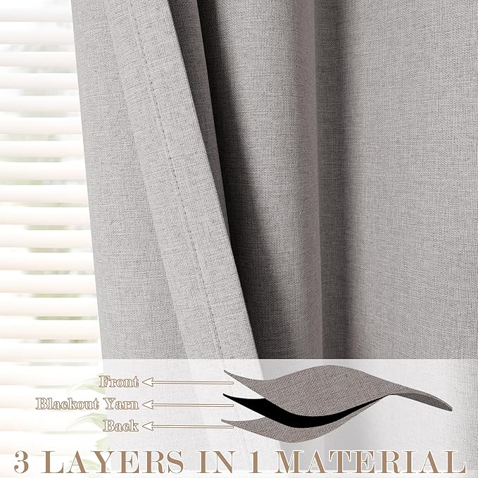 120" Wx108 L Linen Room Divider Drapes for Doorway/Glass Window/Sliding Door/Patio, Extra Wide Pinch Pleated Full Blackout Curtains for Girls Boys Teen Kids Room, 1 Panel, Browish Grey-Ruum Studio Home