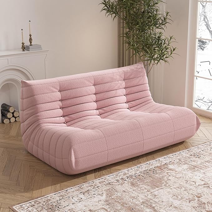 Big Bean Bag Chairs for Adults, 3 Seater Large Bean Bag Sofa, Fireside Chair Lazy Sofa Chair with High Density Comfortable Foam, Modern Bean Bag for Living Room, Bedroom, Office (Pink)-Ruum Studio Home