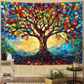 Lunerfex Tree of Life Tapestry Stained Glass Tapestry Wall Decor Tapestries for Bedroom Art Tapestries Wall Hanging for Bedroom Living Room Glass-Tree-01 60"x80"-Ruum Studio Home