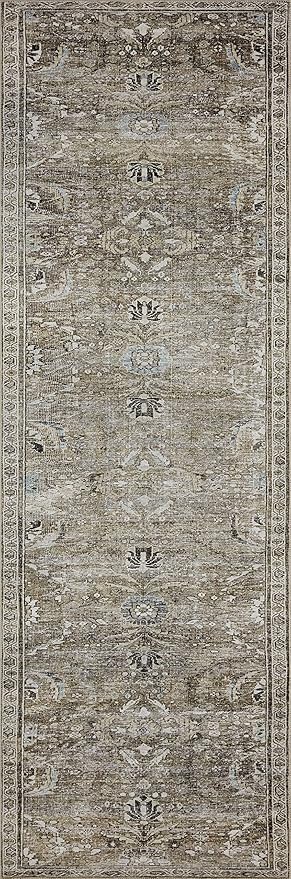 Loloi Layla Collection LAY-13 Antique/Moss 3'-6" x 5'-6" .13" Thick Accent Rug, Soft, Durable, Vintage Inspired, Distressed, Low Pile, Non-Shedding, Easy Clean, Printed, Living Room Rug-Ruum Studio Home