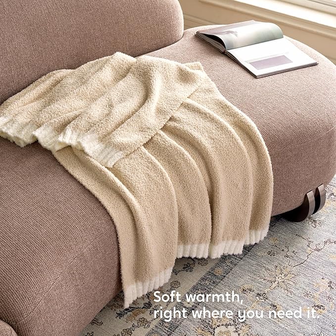 Joiedomi Throw Blanket for Couch Bed, Light Camel Knitted Blankets Gifts for Women Mom Girls, Cozy Cute Soft Throw Home Room Decor Aesthetic for Women Mothers Birthday Gifts 50x70 Inches-Ruum Studio Home