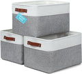 OrganiHaus Large Fabric Storage Baskets for Shelves 3 Pack, 15x11in Closet Storage Bins for Shelves, Cloth Baskets for Organizing, Linen Closet Organizers, Fabric Basket, Gray/White-Ruum Studio Home