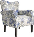 BELLEZE Modern Accent Chair for Living Room, High Back Linen Armchair with Wooden Legs, Upholstered Wingback Side Chair Padded Armrest Single Sofa for Living Room, Bedroom - Allston (Blue Coral)-Ruum Studio Home