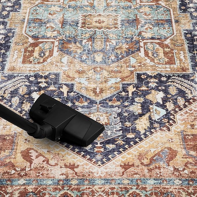 Keen Home Design 4x6 Rug - Machine Washable Area Rug with Non-Slip Backing, Ideal for Living Room, Dining Room, Bedroom - Vintage, Easy Clean, Durable, Low Pile Rug - (4' x 6')-Ruum Studio Home