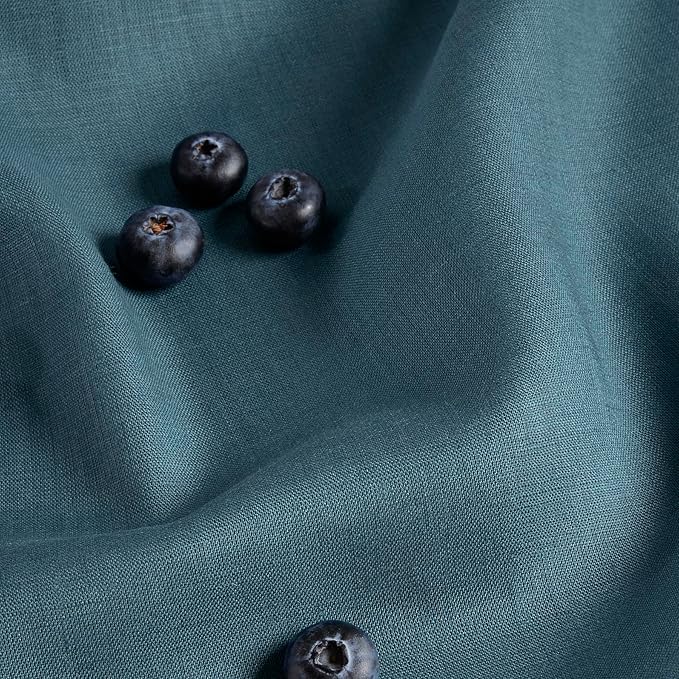 Solino Home Peacock Blue Table Runner 48 Inches - 100% Pure Linen Short Table Runner 14 x 48 Inch Ideal for Dresser and Coffee Tables - Fete-Ruum Studio Home