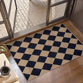 Lahome Checkered Easy Jute Kitchen Rug, 2x3 Indoor Door Mat Small Neutral Area Rug, Farmhouse Diamond Non Slip Non Shedding Lightweight Floor Carpet for Entry Porch-Ruum Studio Home