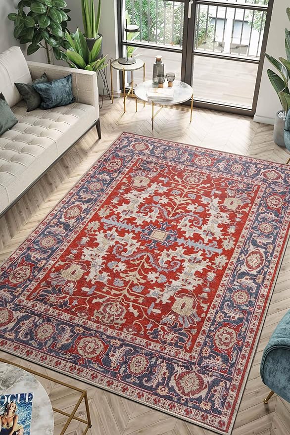 Keen Home Design 8x10 Rug - Machine Washable Area Rug with Non-Slip Backing, Ideal for Living Room, Dining Room, Bedroom - Vintage, Easy Clean, Durable, Low Pile Rug - (8' x 10')-Ruum Studio Home