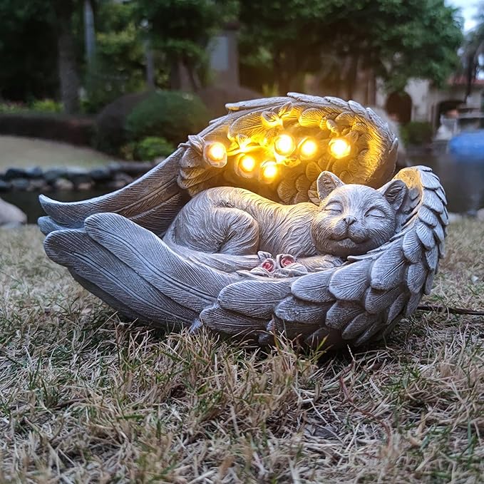 Solar Cat Garden Statues Outdoor Décor-Cat Figurines Solar LED Light Lawn Ornaments - Yard Decorations for Patio, Balcony, Backyard -Unique Birthday House Warming Gifts for Mom-Ruum Studio Home