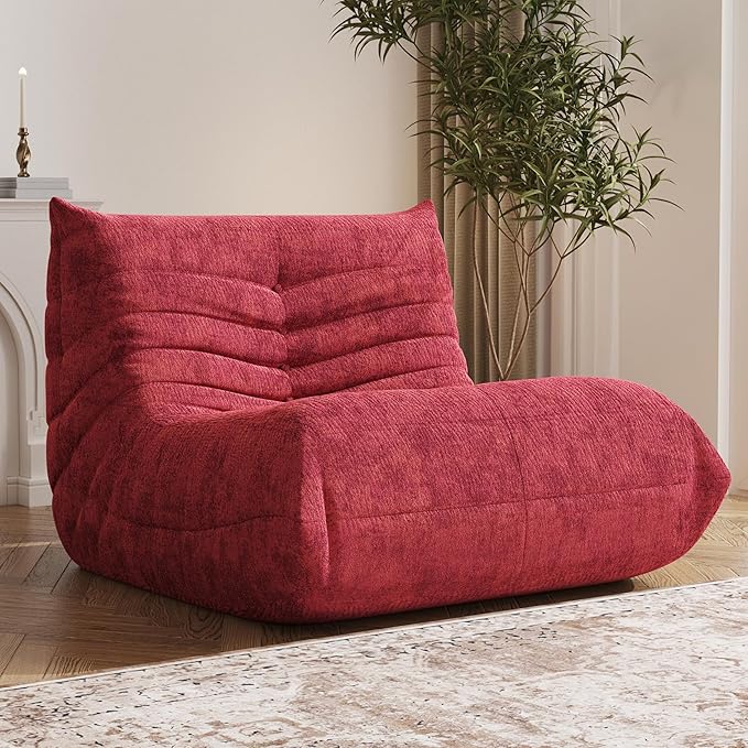 Bean Bag Chair, Fireside Chair Bean Bag Sofa Large Bean Bag Chair for Adults, Bean Bag Chairs for Teens with High Density Comfortable Foam, Memory Foam Bean Bag for Living Room, Bedroom (Red)-Ruum Studio Home