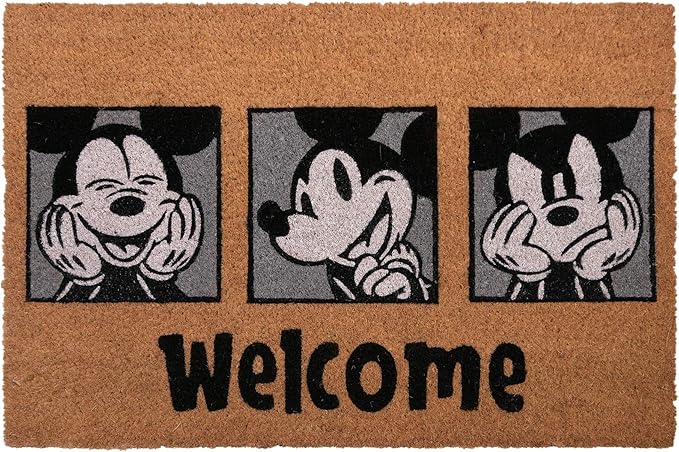Gertmenian Disney Mouse Doormat Rug Front Door Coir Mat Indoor Outdoor Entryway Carpet, 2-Pack 20x34, Retro Mickey Home/Welcome-Ruum Studio Home