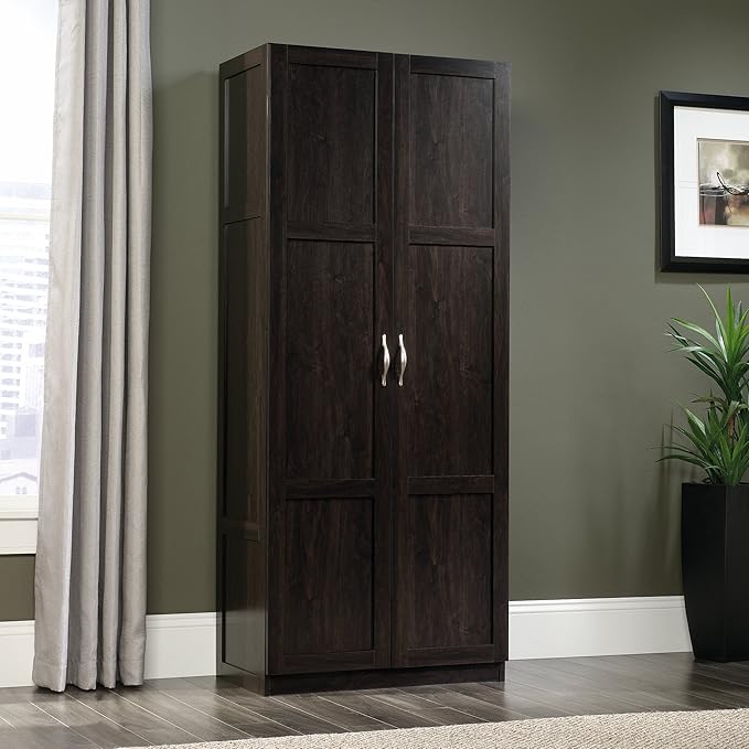 Sauder Storage Cabinet/ Pantry cabinets, 29.61 " x D: 16.02 " x H: 71.50", Cinnamon Cherry finish-Ruum Studio Home