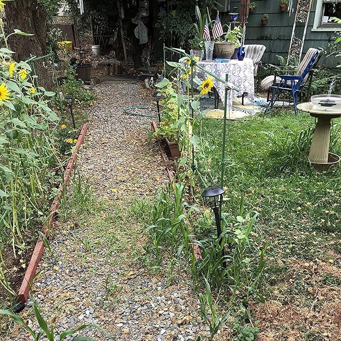 Garden Stakes 60 Pack, 16 Inch Each, DIY 3ft 4ft 5ft 6ft 7ft Sturdy Steel Plant Stakes with 50 Connectors, 30 Rotatable Clips, 10 A-Type Connecting Pipe and 164 Feet Twist Tie for Climbing Plants-Ruum Studio Home