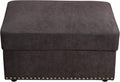 Ottoman Rectangular Storage Ottoman Bench, Flannel Footrest Stool Footstool with Lid for Living Room, Bedroom, Entryway, Brown, 33.5"x25.5"x18"-Ruum Studio Home