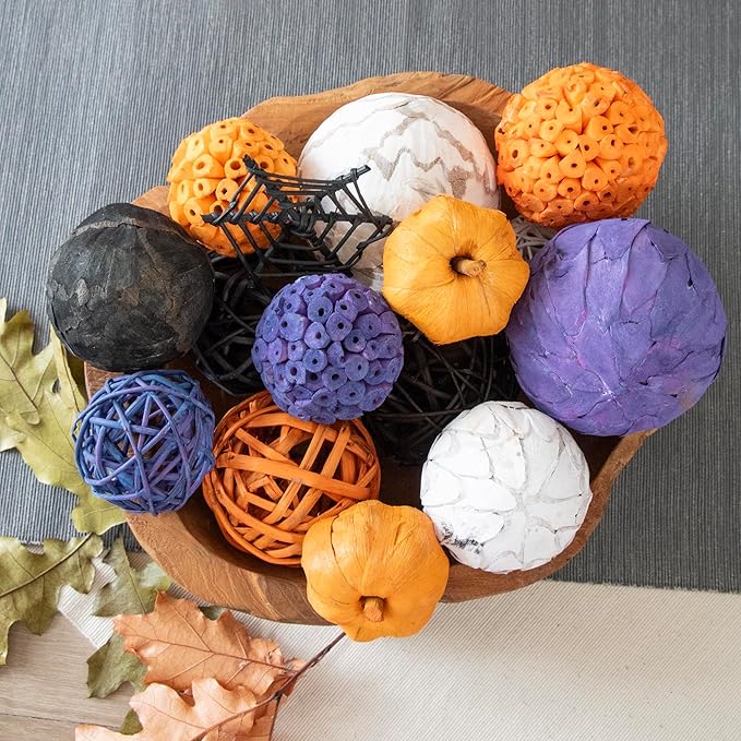 ANDALUCA Large Decorative Halloween Fall Vase Filler Bag with Orbs, Balls (Purple Orange)-Ruum Studio Home