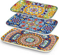 vancasso Serving Platters Set of 3, 16"/14"/12" Inch Rectangular Trays - Serving Platter Extra Large, Bohemian Ceramic Serving Dish for Entertaining Food, Microwave & Dishwasher Safe, Vintage-Ruum Studio Home