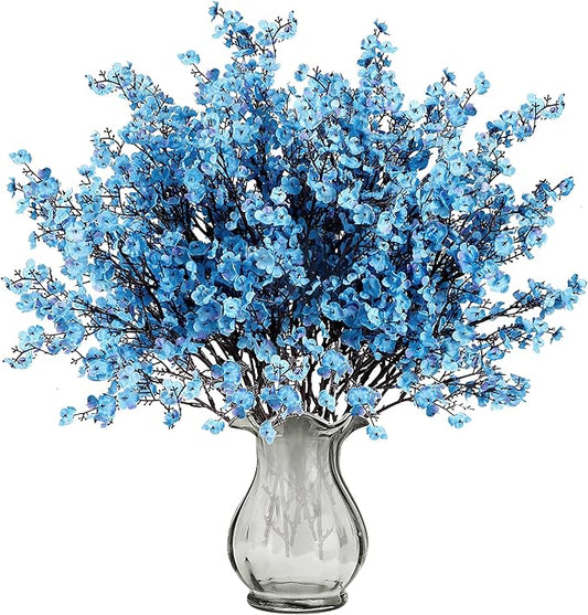 Sggvecsy 15 Pcs Babys Breath Artificial Flowers Gypsophila Bouquets Bulk Real Touch Fake Silk Flowers for Home Wedding DIY Floral Arrangement Kitchen Table Centerpiece Decoration (Blue with Purple)-Ruum Studio Home