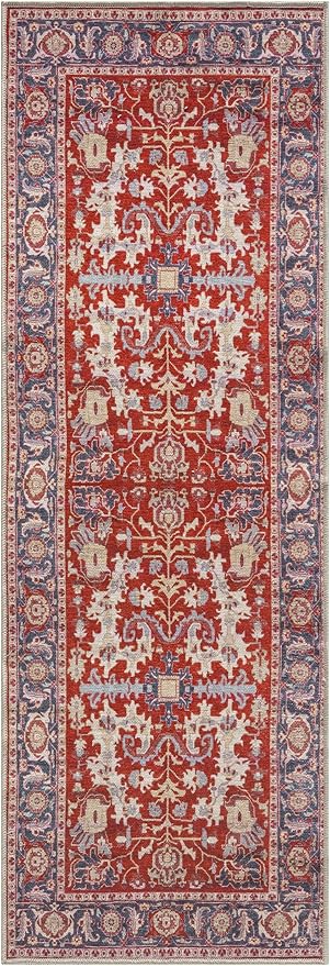 Keen Home Design 2x12 Rug - Machine Washable Runner Rug with Non-Slip Backing, Ideal for Hallway, Entryway, Kitchen, Laundry Room - Vintage, Easy Clean, Durable, Low Pile - (2'6" x 12')-Ruum Studio Home