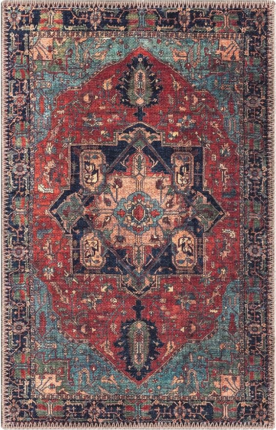 Keen Home Design 2x3 Rug - Machine Washable Entry Rug with Non-Slip Backing, Ideal for Enteryway, Kitchen, Bathroom, Laundry Room - Vintage, Easy Clean, Durable, Low Pile Rug - (2' x 3')-Ruum Studio Home