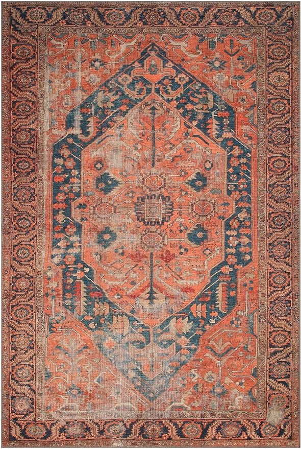 Keen Home Design 5x7 Rug - Machine Washable Area Rug with Non-Slip Backing, Ideal for Living Room, Dining Room, Bedroom - Vintage, Easy Clean, Durable, Low Pile Rug - (5' x 7')-Ruum Studio Home