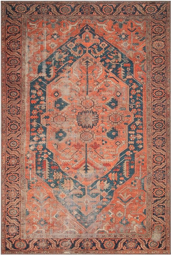 Keen Home Design 6x9 Rug - Machine Washable Area Rug with Non-Slip Backing, Ideal for Living Room, Dining Room, Bedroom - Vintage, Easy Clean, Durable, Low Pile Rug - (6' x 9')-Ruum Studio Home