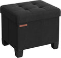 SONGMICS Storage Ottoman, Small Ottoman Foot Rest with Legs, 12.6 x 15.8 x 13.2 Inches Foot Stool, Load up to 660 lb, for Living Room, Bedroom, Dorm, Ink Black ULSF012B01-Ruum Studio Home