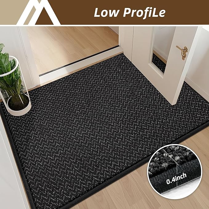 COSY HOMEER-Door-Mat 32"x48" Non Slip Absorbent Entryway Rugs Dirt Trapper Doormats Washable Entrance Mats Low Pile Welcome Floor Mat for Front Back Door and Entry Mats,Black-Ruum Studio Home