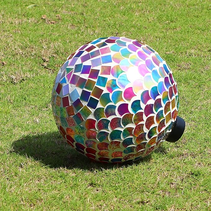 VCUTEKA Gazing Ball, Glass Mosaic Gazing Balls Sphere for Garden Lawn Outdoor Ornament Yard Decorative, 10-Inch-Ruum Studio Home