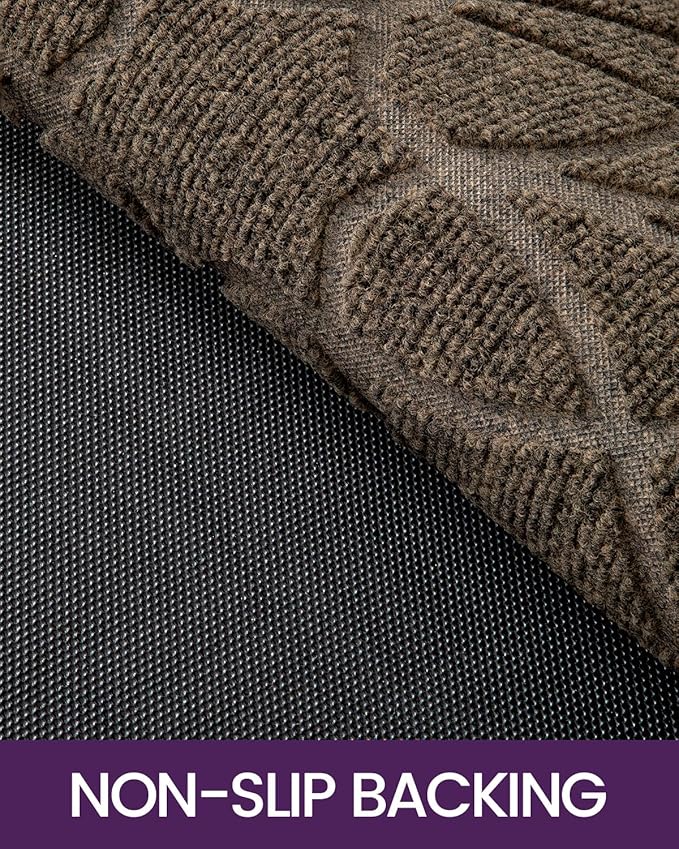 DEXI Front Door Mat Outside Entrance, Heavy Duty Non Slip Low Profile Doormat for Entryway, Trap Dirt and Moisture Welcome Mats, Easy Clean, Patio, Garage, 4x2, Brown-Ruum Studio Home