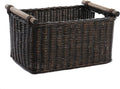 The Basket Lady Pole Handle Wicker Storage Basket, Medium, 16 in L x 12 in W x 8.25 in H, Antique Walnut Brown-Ruum Studio Home