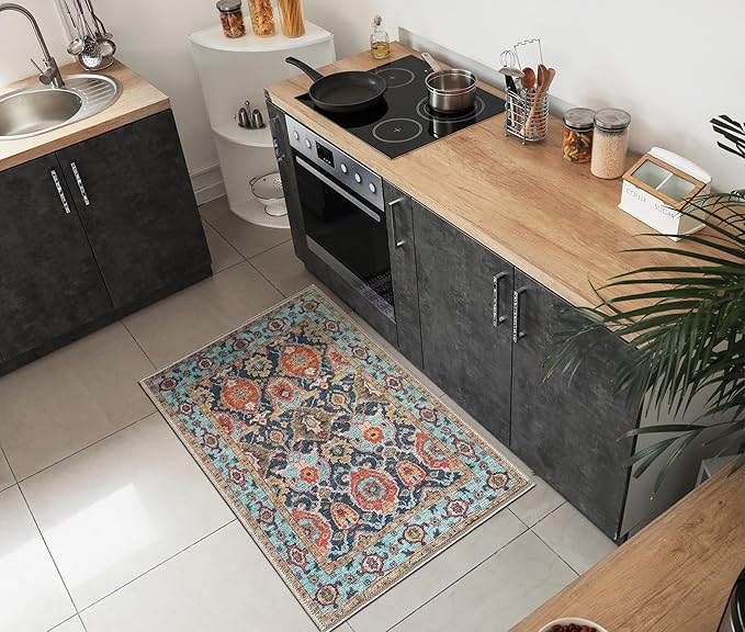 Keen Home Design 2x3 Rug - Machine Washable Entry Rug with Non-Slip Backing, Ideal for Enteryway, Kitchen, Bathroom, Laundry Room - Vintage, Easy Clean, Durable, Low Pile Rug - (2' x 3')-Ruum Studio Home