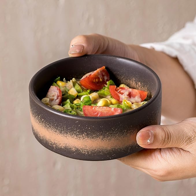 Ceramic Bowl Sets of 4, 4.5 Inches Mix Color, Small Bowls Set Farmhouse Vintage Color Bowls for Kitchen, 10 oz Bowl for Dessert, Dip, Side Dishes, Ice Cream, Fruit, Rice Dishwasher Microwave Safe-Ruum Studio Home