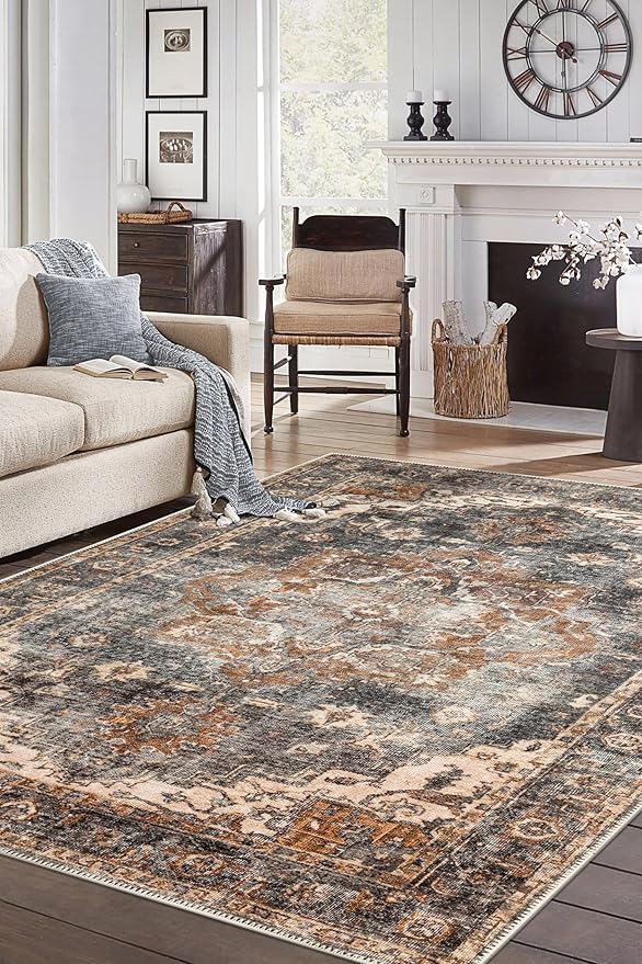 Keen Home Design 3x5 Rug - Machine Washable Entry Rug with Non-Slip Backing, Ideal for Enteryway, Kitchen, Bathroom, Laundry Room - Vintage, Easy Clean, Durable, Low Pile Rug - (3' x 5')-Ruum Studio Home