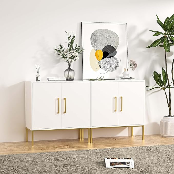 LYNSOM TV Stand for 55 Inch TV, Wood Entertainment Center with Storage Cabinet, TV Cabinet Black, Long Console Table for Living Room, Bedroom-Ruum Studio Home