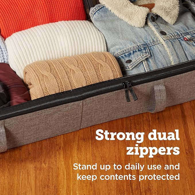 storageLAB Under Bed Storage Containers, Closet Organizers with Sturdy Handles for Clothes, Comforters, and Accessories, Perfect for Use Under or at the End of the Bed - 2 Pack, Grey-Ruum Studio Home
