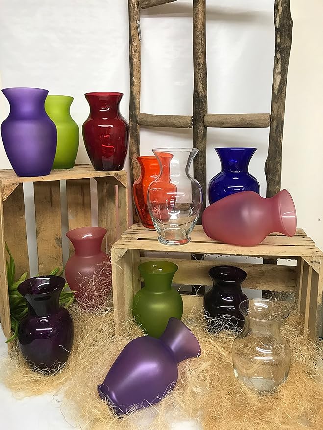 Floral Supply Online - 8" Rose Vase and Flower Guide Booklet - Decorative Glass Flower Vase for Floral Arrangements, Weddings, Home Decor or Office. (Purple)-Ruum Studio Home