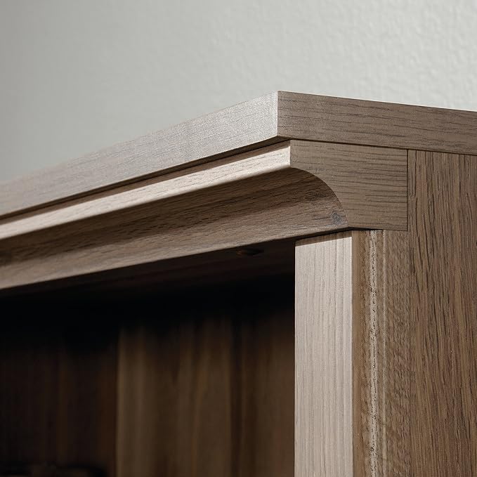 Sauder 5 Tier Book Shelf Wooden Bookcase Multipurpose Bookshelf for Home Office, Living Room, in Salt Oak finish-Ruum Studio Home